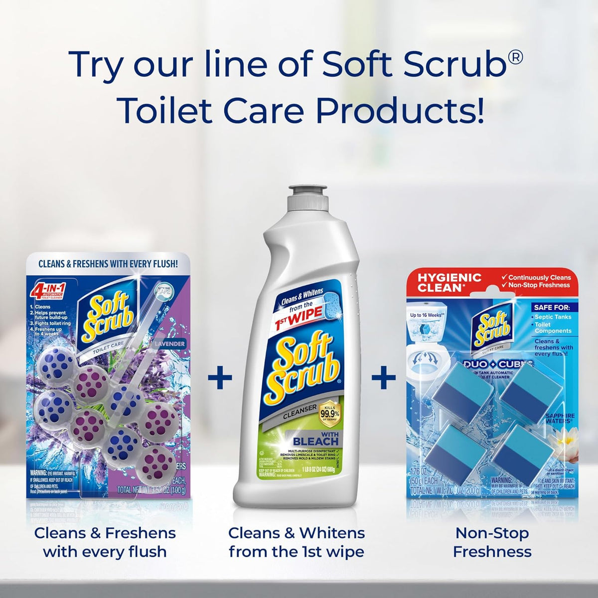 Soft Scrub 4-in-1 Rim Hanger Toilet Bowl Cleaner, Lavender, 2 Count