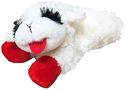 Multipet Lamb Chop Dog Plush Toy - Squeaky Toy for Small & Medium Dogs - Extra Soft Plush - Stuffed Animal for Cuddling & Playing (10", Cream, 5 Squeakers)