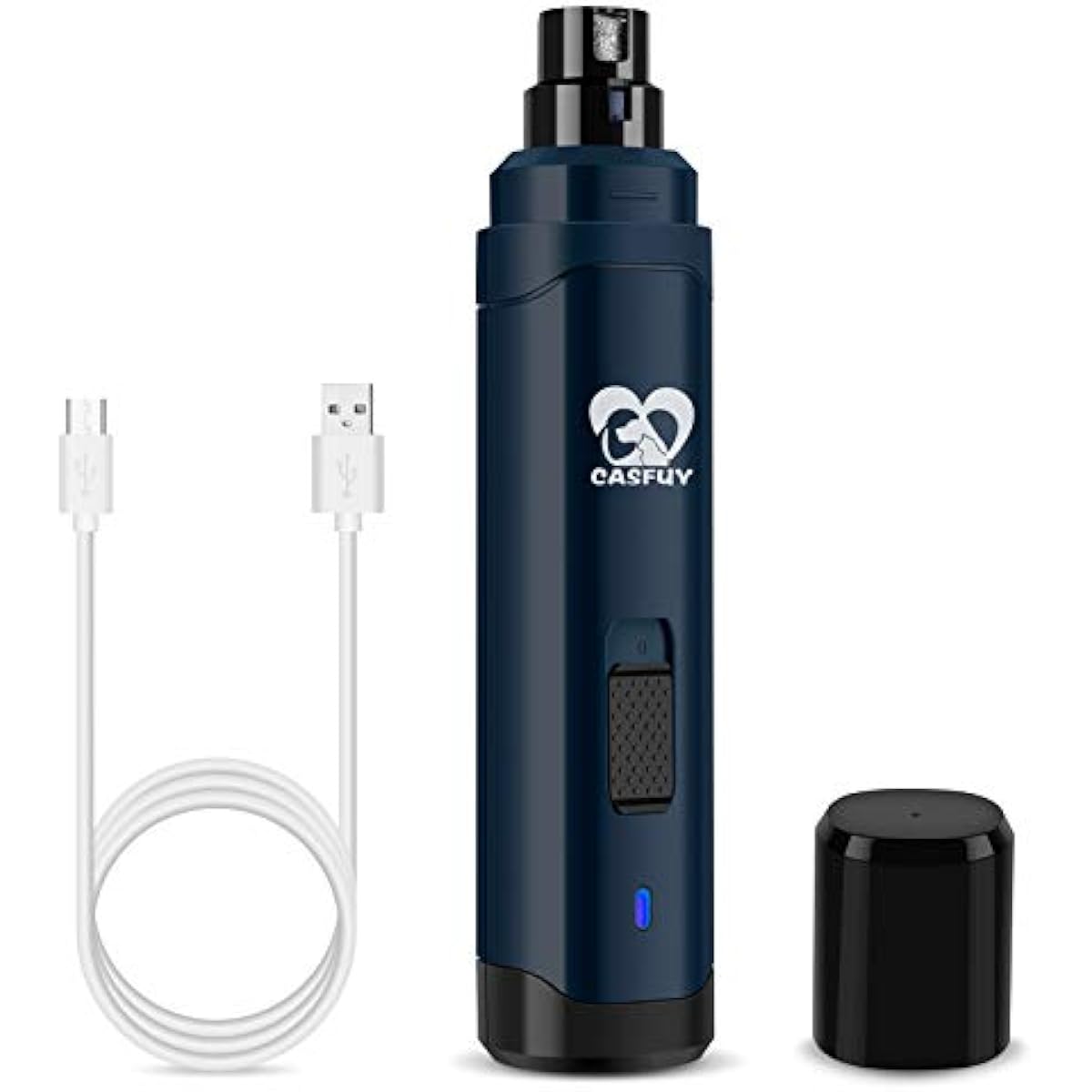 Casfuy Dog Nail Grinder Upgraded - Professional 2-Speed Electric Rechargeable Pet Nail Trimmer Painless Paws Grooming & Smoothing for Small Medium Large Dogs & Cats(Dark Blue)