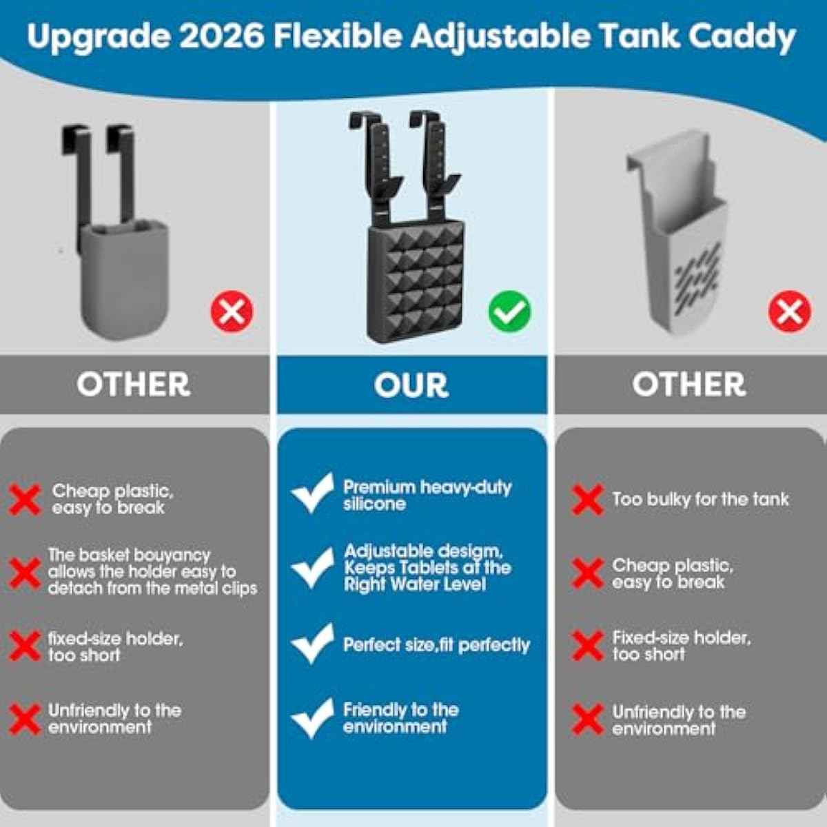 Adjustable Toilet Tank Cleaning Tablet Holder with Rustproof Hooks