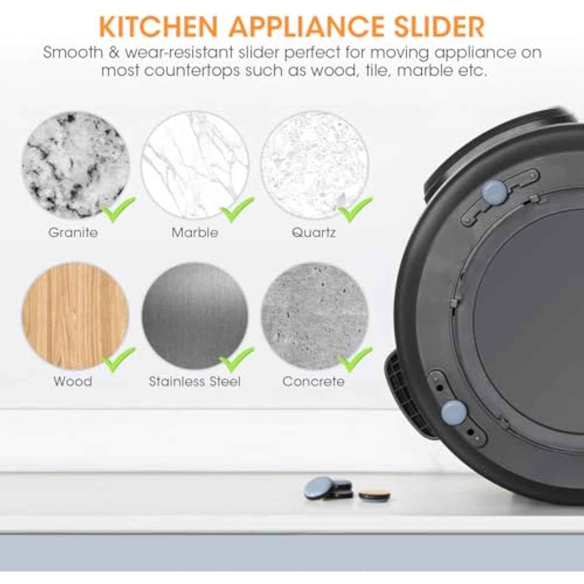 aieve 8 Pcs Appliance Sliders Small Self Adhesive Casters for Countertop