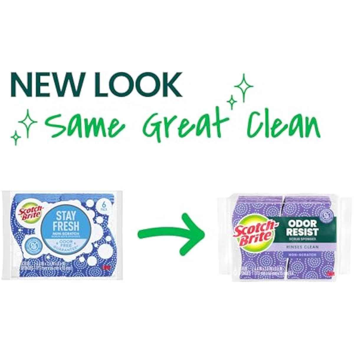 Scotch-Brite Odor Resist Non-Scratch Scrub Sponge, Dishwasher-Safe Kitchen Sponges that Resist Bacterial Odors, Multipurpose Dish Sponge for Gentle Cleaning, 6 Dish Sponges
