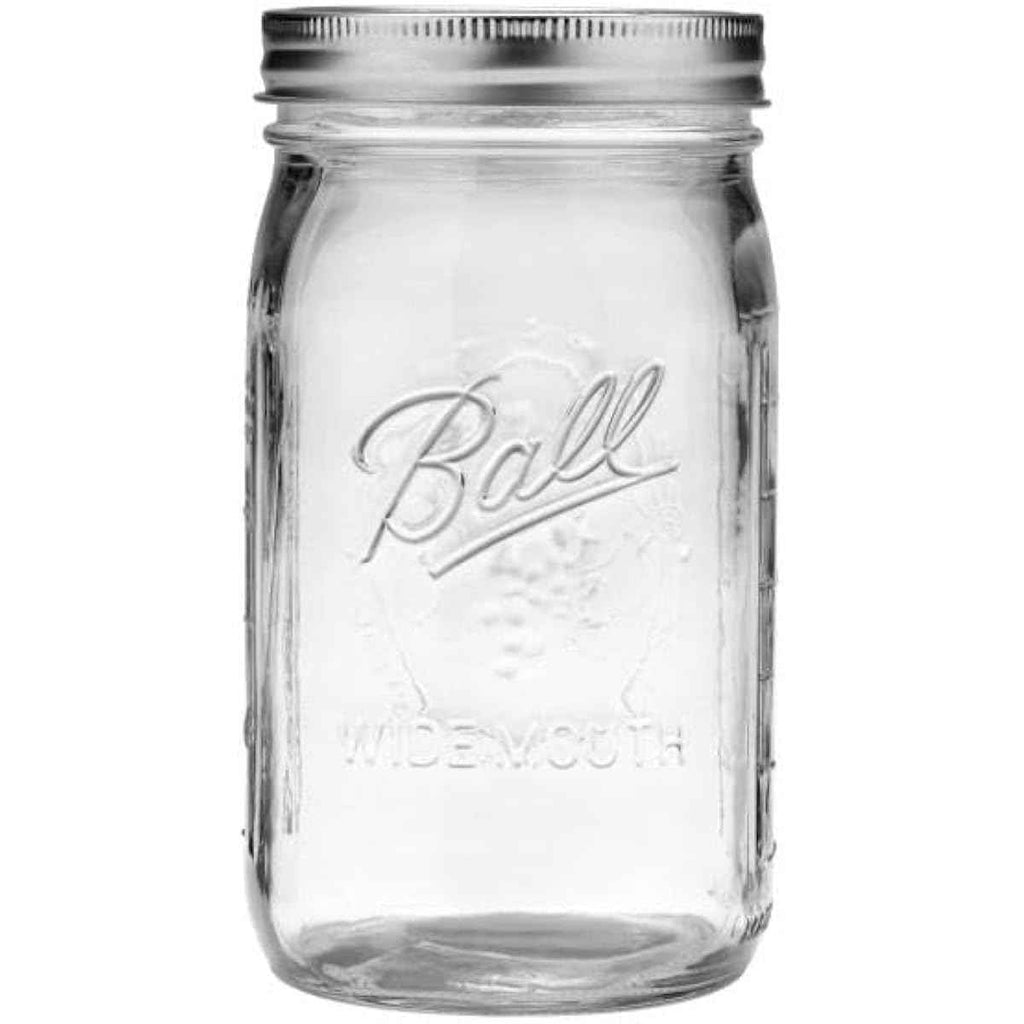Ball wide mouth glass mason jars with lids and bands, quart size 32 oz, pack of 2, for canning and pickling