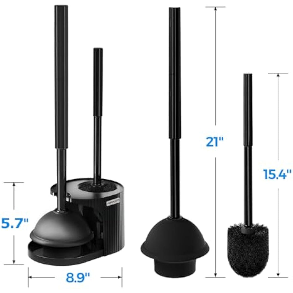 2-in-1 toilet plunger and brush set with extended handle for easy bathroom cleaning and maintenance