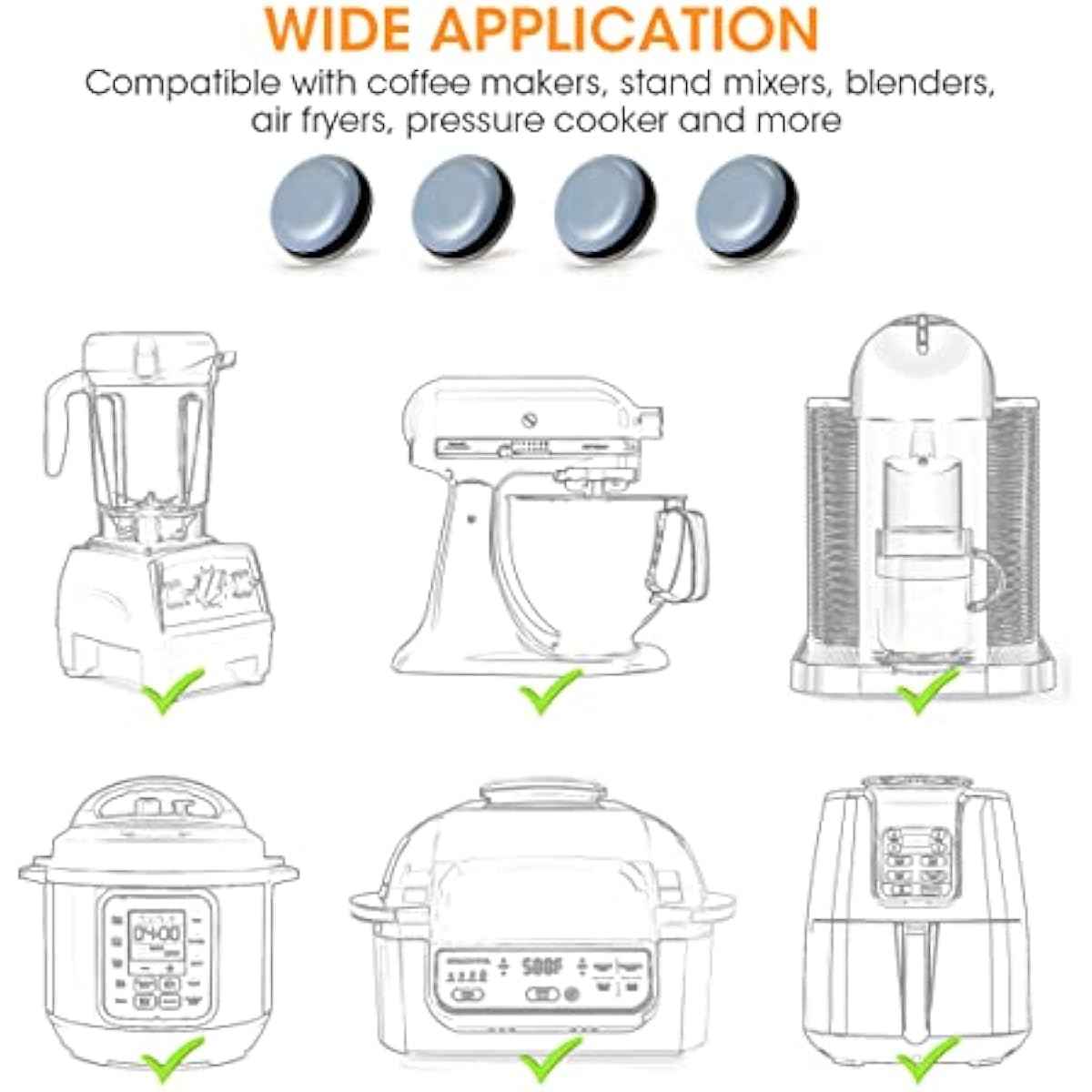 Aieve Appliance Sliders, 8 Pcs Small Appliance Slider for Countertop, Self Adhesive Home Finds Caster Wheels Rollers, Kitchen Must Have Gadgets for Stand Mixers, Coffee Makers, Air Fryers