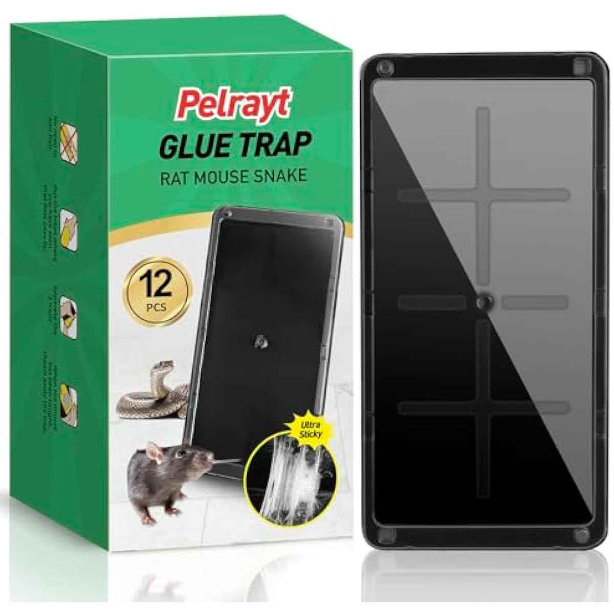 Glue Mouse Traps Indoor for Home, Rat Trap-12 Pack, Large Heavy Duty Glue Traps for Safe Home Pest Control. Pre-Scented, Non-Toxic Sticky Boards for Mice, Rats & More. Easy To Use