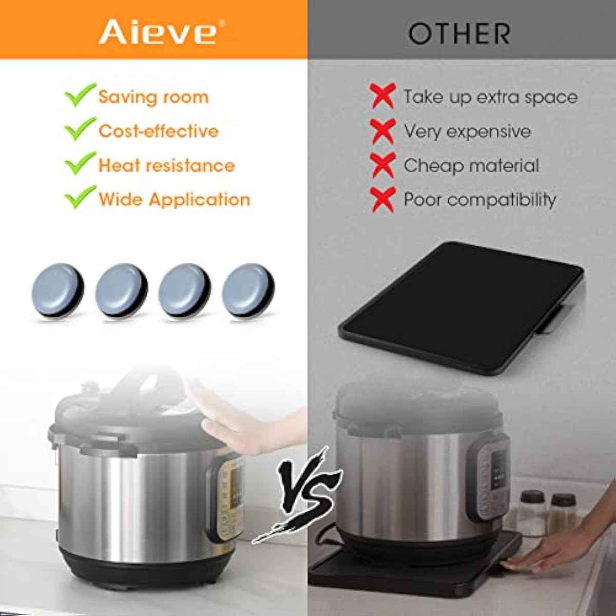 8 Pcs Aieve Appliance Sliders, Small Appliance Slider for Countertop, Self Adhesive Caster Wheels Rollers