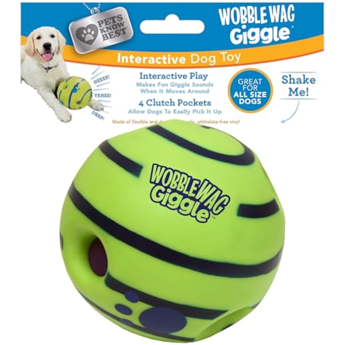 Wobble Wag Giggle Ball | Rolling Enrichment Toy for Fun Playtime, Interactive Play for Indoor or Outdoor, Keeps Dogs & Puppies Large, Medium or Small Busy & Moving, As Seen on TV | Pack of 1