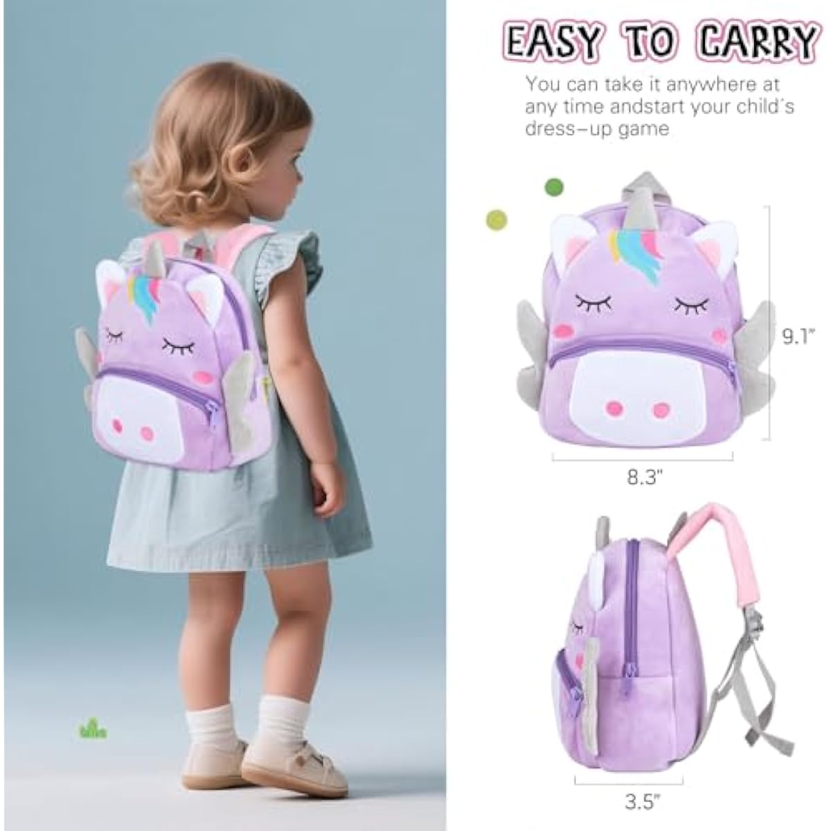 10 Pcs Reborn Baby Doll Diaper Bag Care and Feeding Set for 17-24 inches Reborn Dolls Newborn Baby Accessories with Unicorn Backpack Diapers Pacifier Bottle Comb