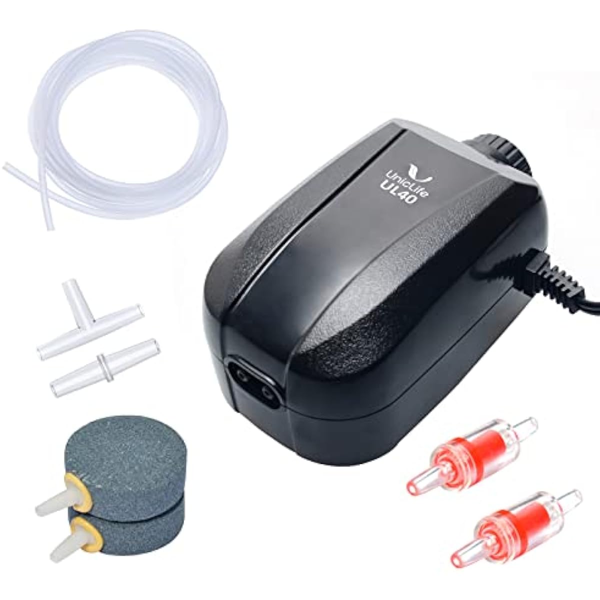 uniclife  dual outlet aquarium air pump for 5-200 gallon fish tank with accessories