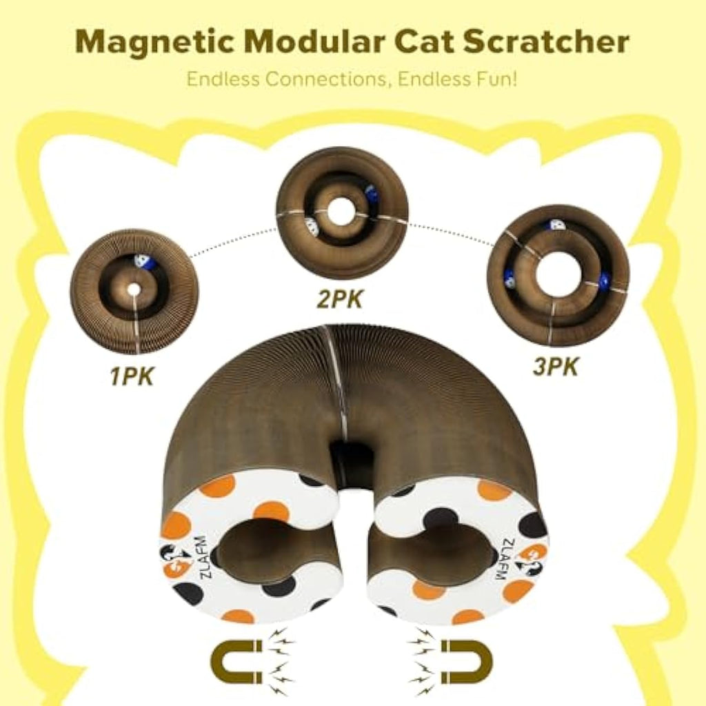 2 pack magic organ foldable reversible accordion kitty toy cat scratcher with bell balls