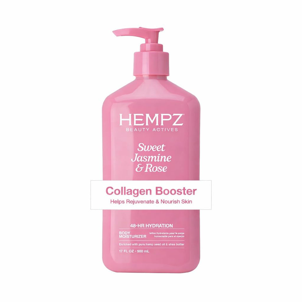 Hempz Sweet Jasmine & Rose Herbal Body Moisturizer for Women, 17 Fl. oz. - Moisturizing Lotion with 100% PLre Hemp Seed Oil, Collagen, Shea Butter - Hydrating Vegan Lotion for Dry Skin