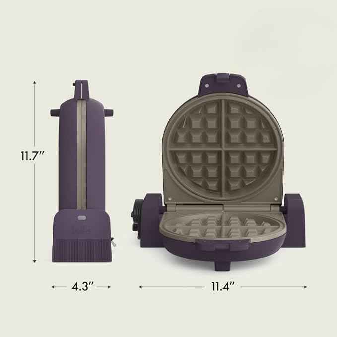 bella Flip-n-Store Waffle Maker, EverGood‰ã¢ Ceramic Nonstick Coating, Fits-anywhere‰ã¢ Kitchenware, Power Indicator Light & Touch Handle, 7‰۝ Wide & 1" Deep Plates, 1000 Watt, Plum