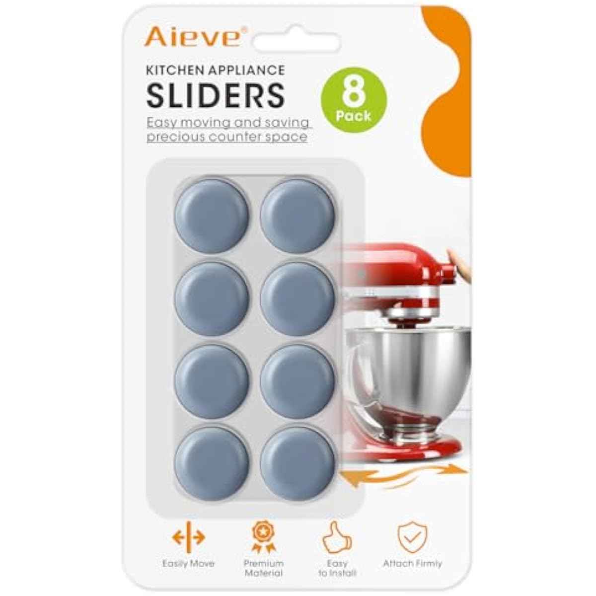 8 Pcs Aieve Appliance Sliders, Small Appliance Slider for Countertop, Self Adhesive Caster Wheels Rollers