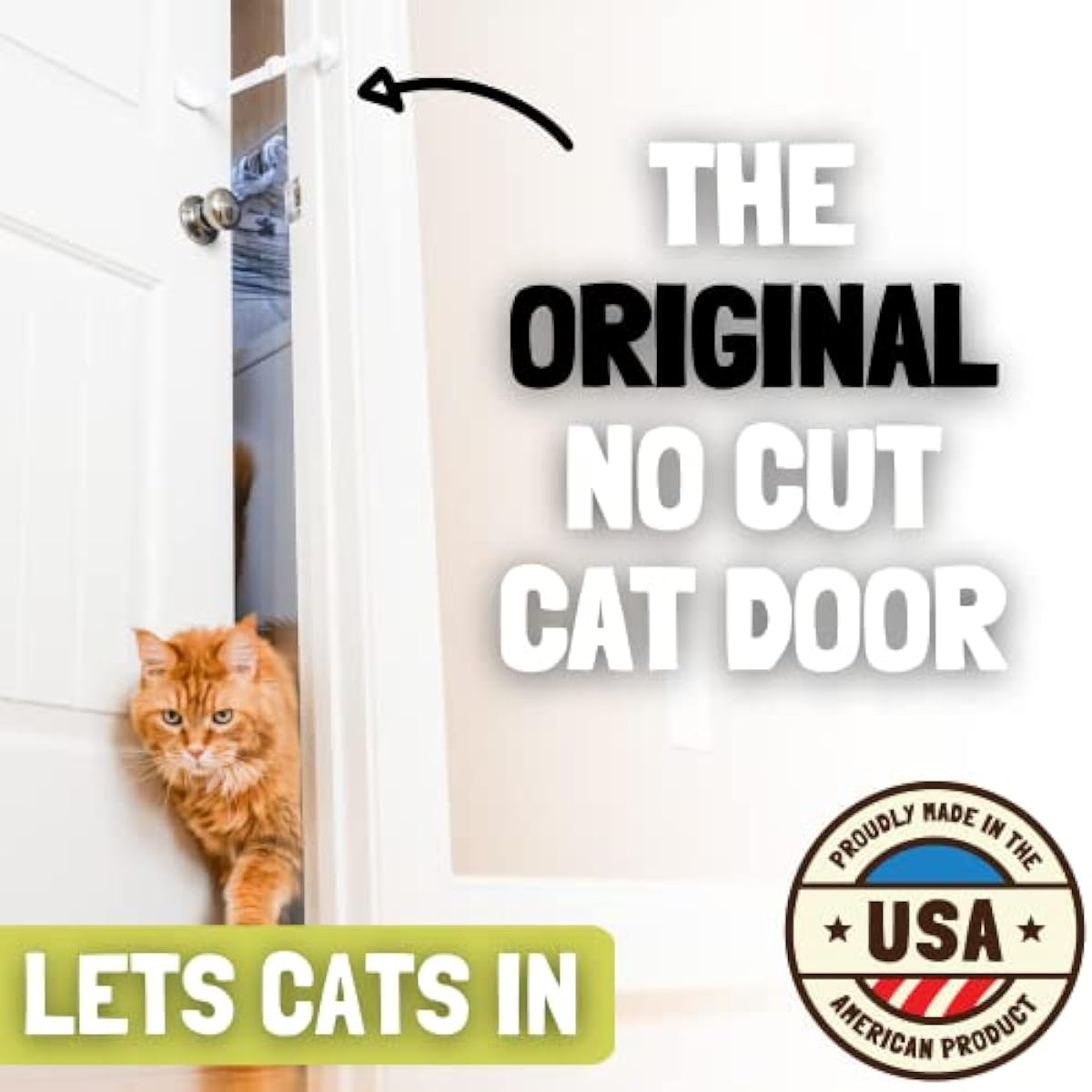 Door Buddy Cat Door Latch & Stopper. Adjustable Dog Proof Door Strap for Cats. Dog Proof Litter Box & Cat Feeder. Simpler Pet Gate Alternative. No Cut Cat Door Interior Door.