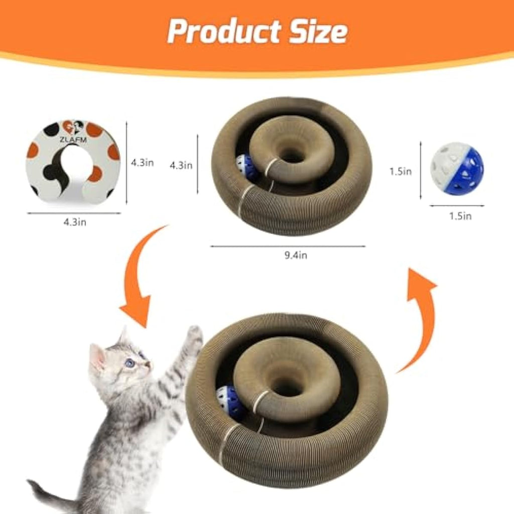 2 pack magic organ foldable reversible accordion kitty toy cat scratcher with bell balls