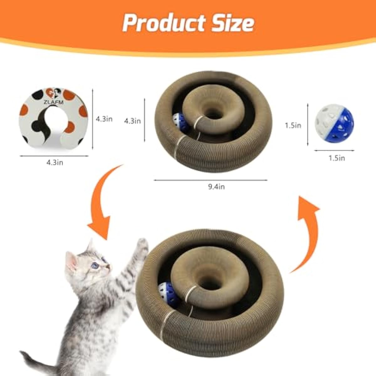 2 pack magic organ foldable reversible accordion kitty toy cat scratcher with bell balls