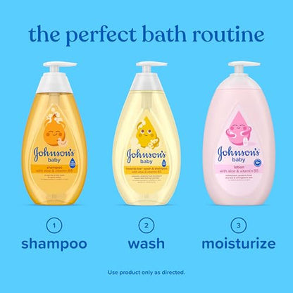 johnson's baby shampoo with aloe vera & vitamin b5, tear free, newborn essentials, 20.3 fl oz