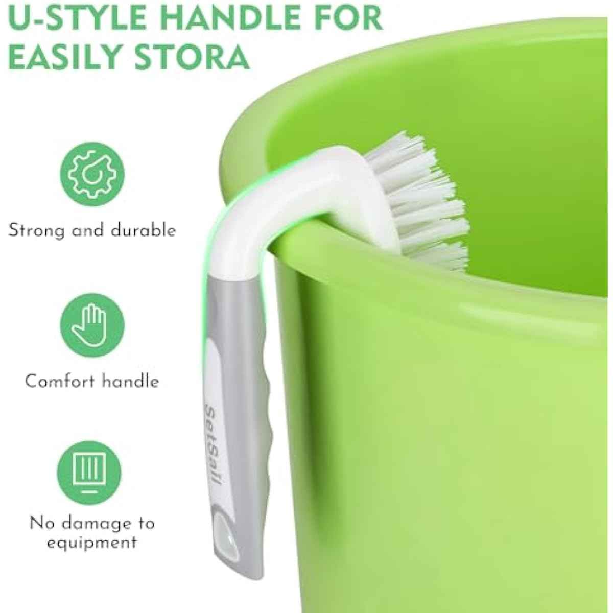 SetSail Scrub Brush, Heavy-Duty Scrub Brushes for Cleaning with Stiff Bristles Cleaning Brush for Shower, Bathroom, Carpet, Kitchen and Bathtub Scrubber - 2 Pack