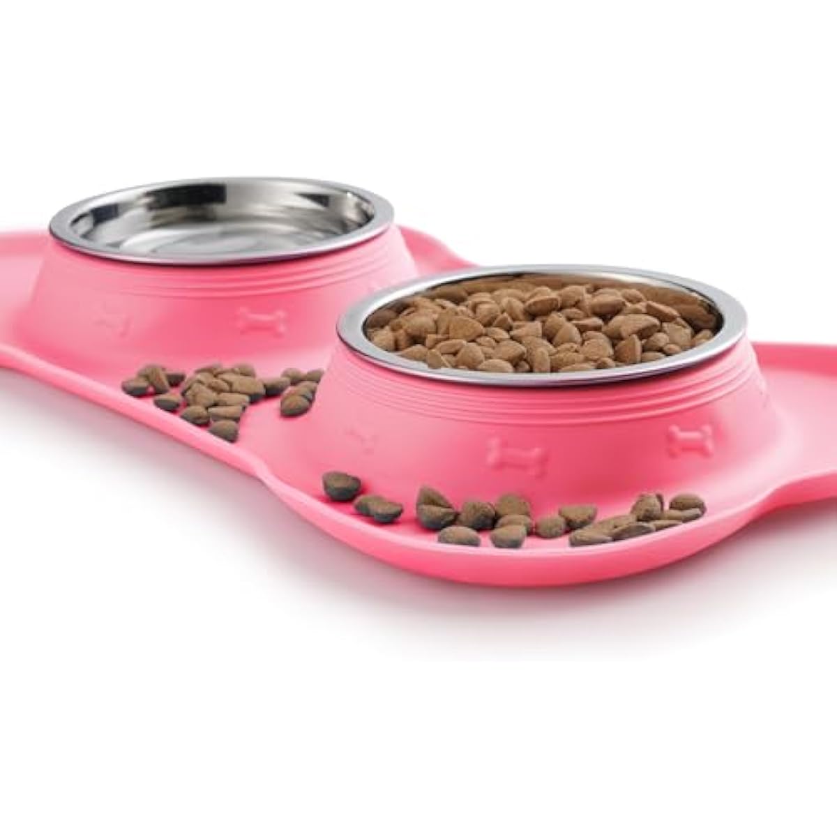 hubulk pet dog bowls 2 stainless steel no spill non skid silicone mat pet food scoop water feeder for small medium large dogs cats
