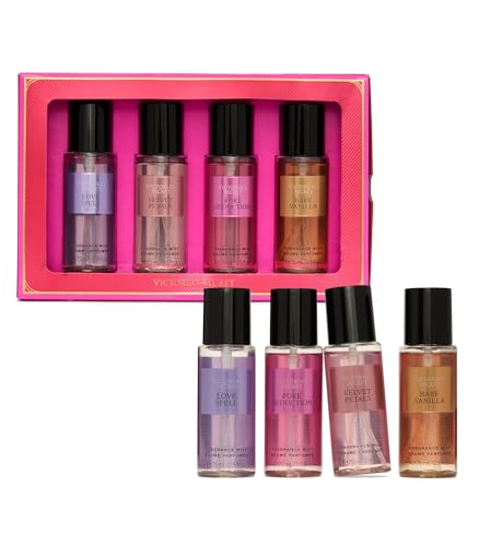 Victoria's Secret Fragrance Mist Collection 4 Piece Mini Mist Gift Set, Assorted Scents, Gift Set for Women