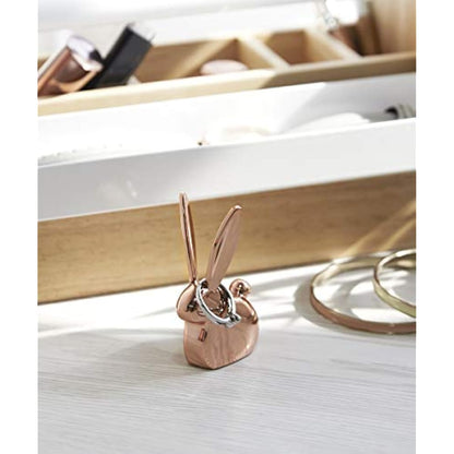 Umbra Anigram Bunny Ring Holder in Copper Finish, Small, Compact, Modern Animal Shape