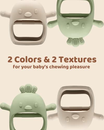 2-pack ChooKaChoo silicone teething mitten for babies over 3 months, anti-dropping, BPA free