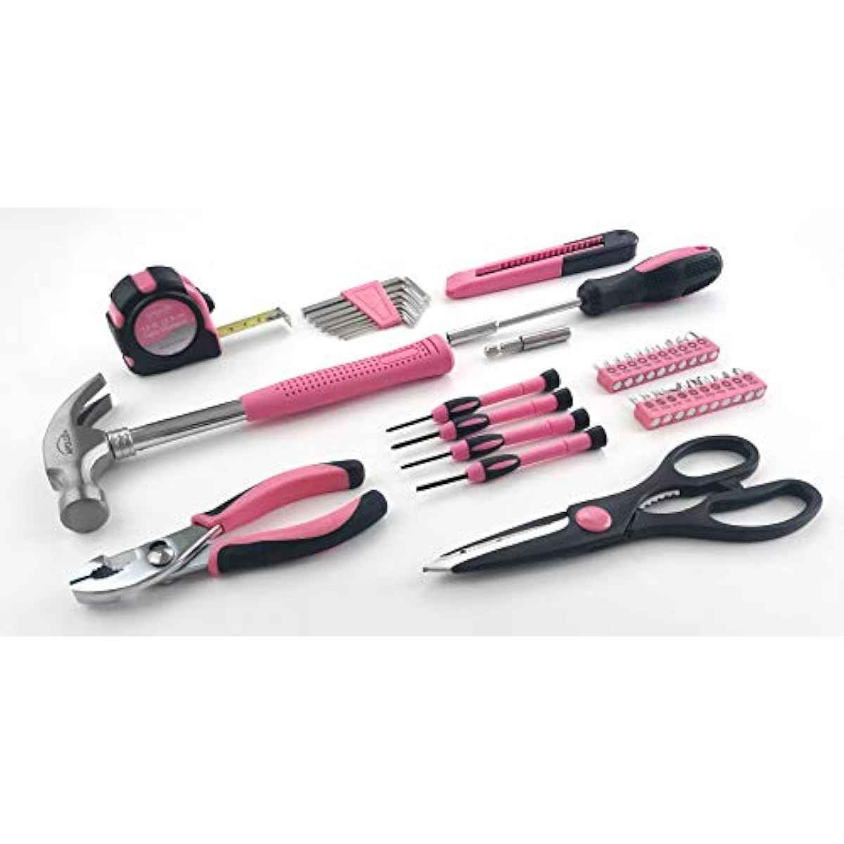 Apollo Tools Original 39-Piece General Household Tool Set, Pink Toolbox Storage Case