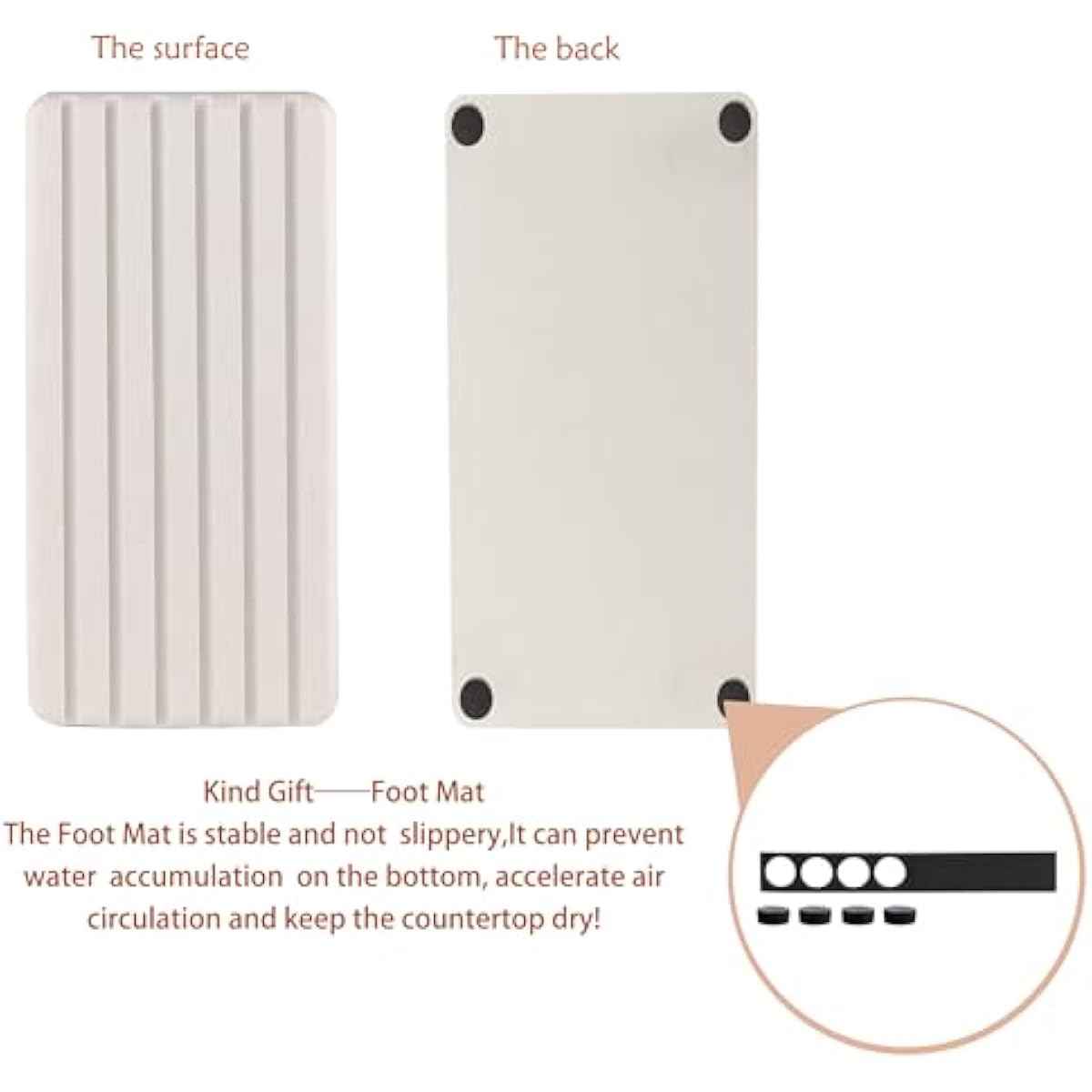 2 PCS Water Absorbent diatomite Coasters, 8.3" x 4" Water Absorbing Stone Tray for Sink, Stone Drying mat for Kitchen Counter, Stone soap Tray Used for Hand Soaps & toiletries & Plants