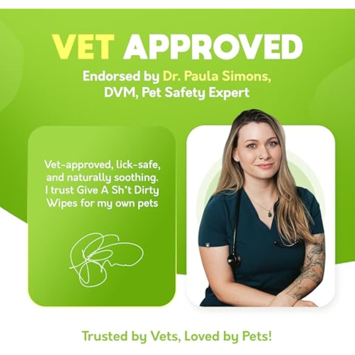 Lick-safe daily pet wipes for dogs and cats, vet-approved, hypoallergenic, unscented, earth-friendly, 100-count