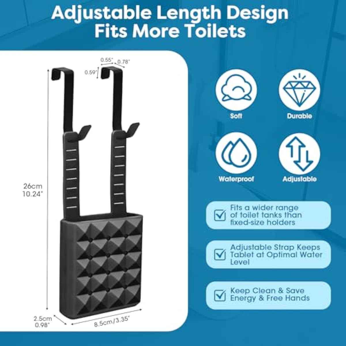 Adjustable Toilet Tank Cleaning Tablet Holder with Rustproof Hooks