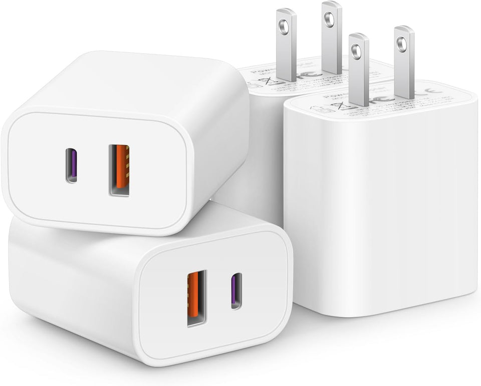 4-pack usb-c pd 20w & qc 3.0 fast charger adapter for multiple devices