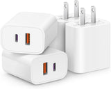 4-pack usb-c pd 20w & qc 3.0 fast charger adapter for multiple devices