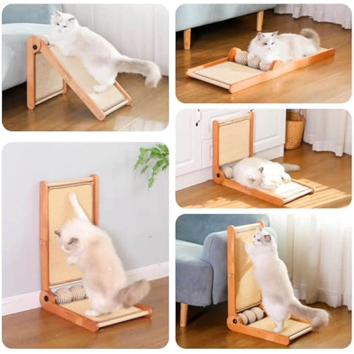 Cat Scratcher, 23.6 Inch L Shape Foldable Cat Scratching Post Pads Wall and Couch Mounted, Easy Install Cat Scratching Woodboard Toy for Indoor Cats, Large Size