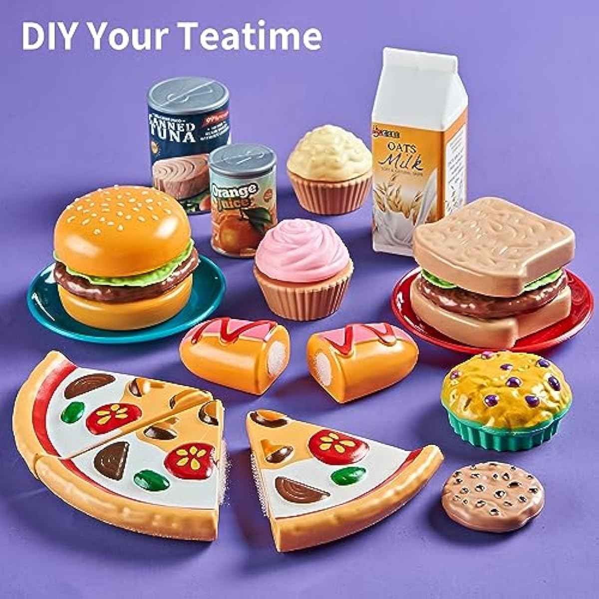 Pretend Play Food for Kids Kitchen, 78Pc Cutting Toy Food with Storage Bag