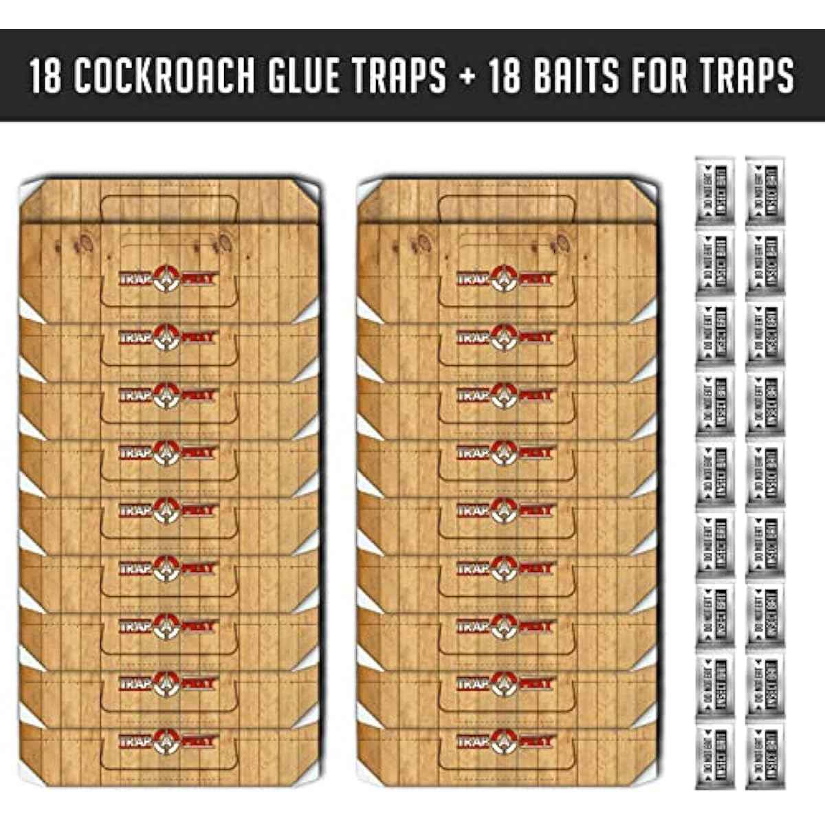 Roach Traps Indoor Sticky (18 Pack) - Glue Traps for Roaches Bug Traps with Roach Bait Traps - Long Lasting Non-Toxic Children and Pet Friendly - Trap a Pest