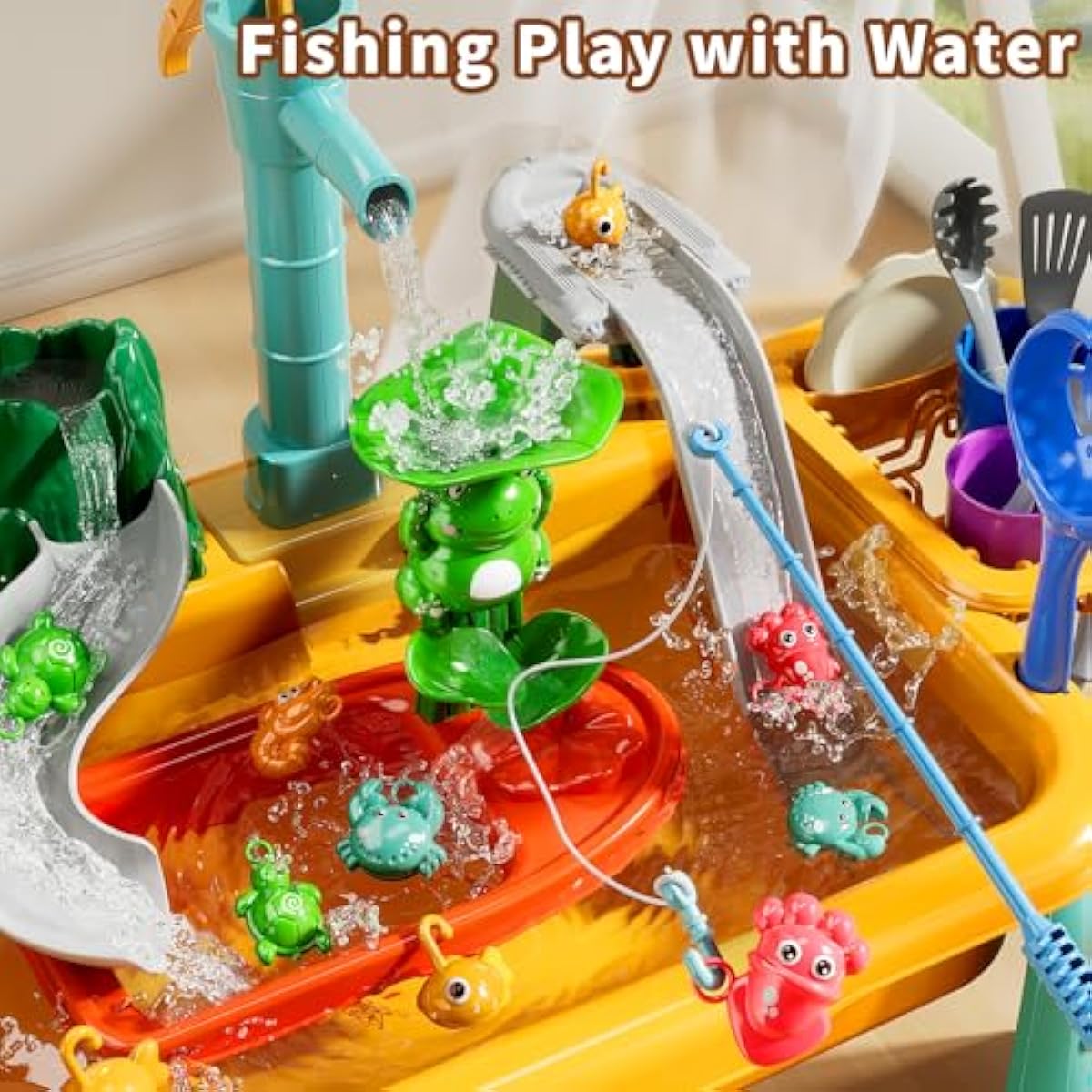 Kitchen Sink Toys for Toddlers 3-5, Play Sink with Running Water, Water Table for Kids Ages 4-8