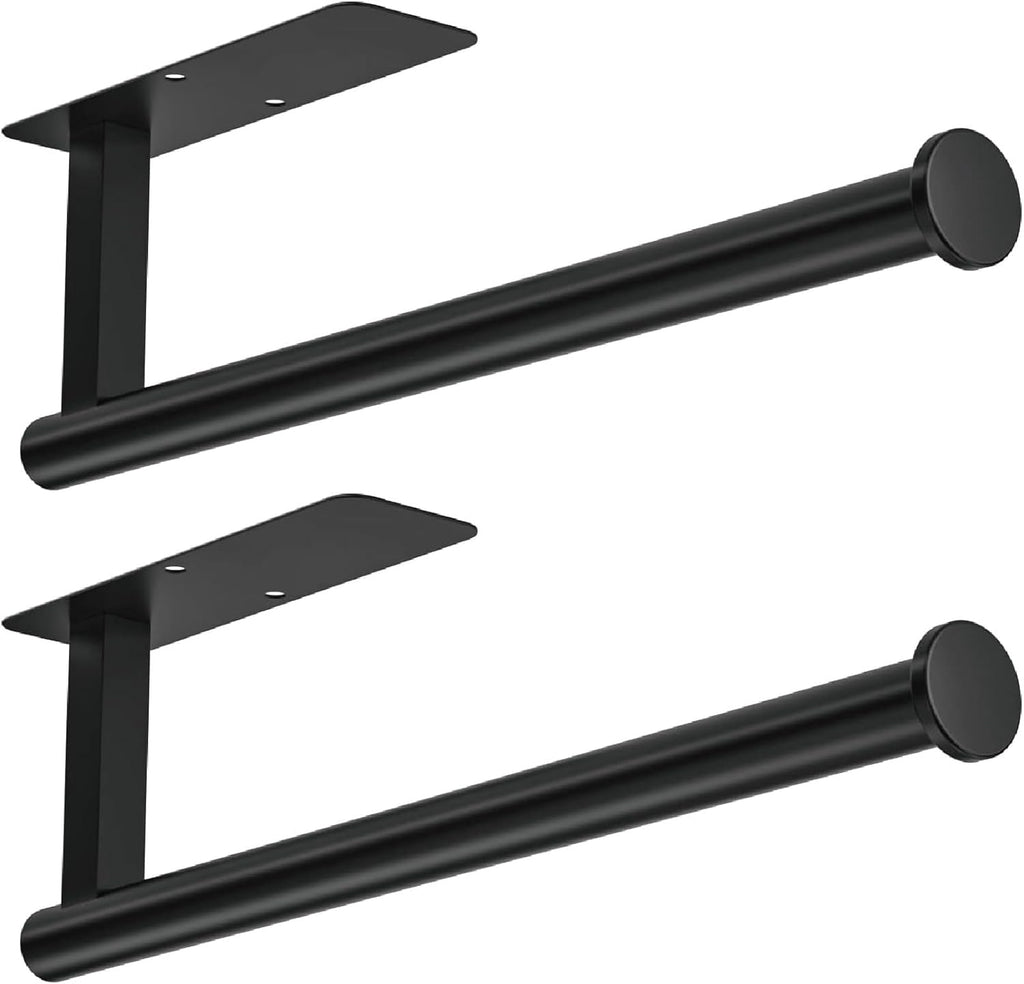 ASTOFLI Paper Towel Holder 304 Stainless Steel, Under Cabinet, Self-Adhesive, Matte Black, 12 Inch, No Drill