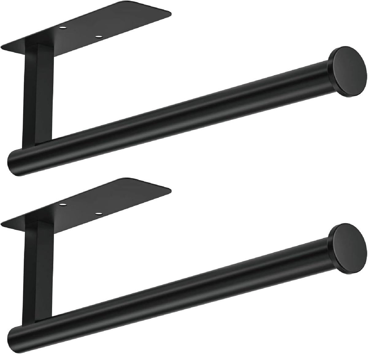 ASTOFLI Paper Towel Holder 304 Stainless Steel, Under Cabinet, Self-Adhesive, Matte Black, 12 Inch, No Drill