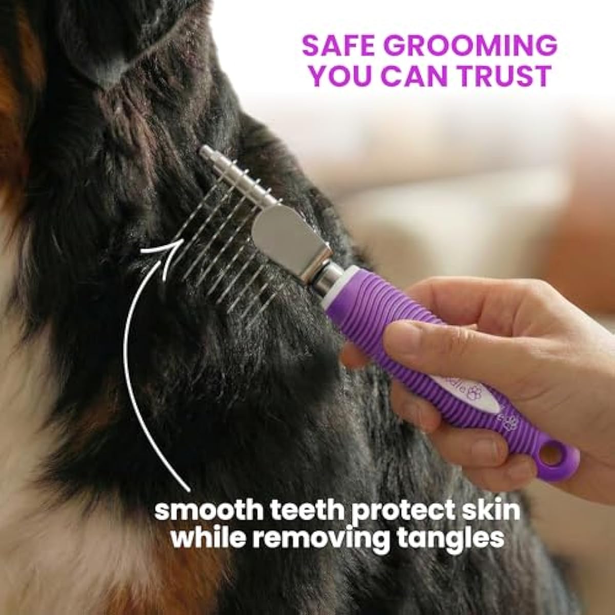 poodle-dematting-fur-rake-comb-brush-for-dogs-and-cats-with-long-2.5inch-steel-safety-blades