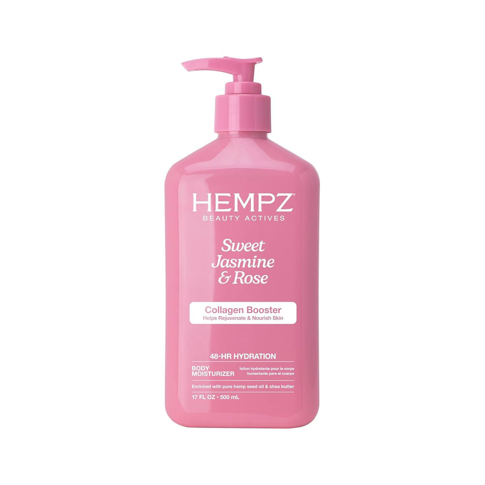 Hempz Sweet Jasmine & Rose Herbal Body Moisturizer for Women, 17 Fl. oz. - Moisturizing Lotion with 100% PLre Hemp Seed Oil, Collagen, Shea Butter - Hydrating Vegan Lotion for Dry Skin