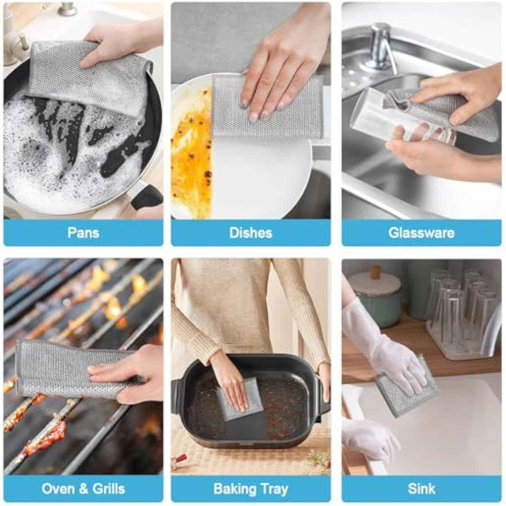 AIDEA Non Scratch Wire Dishcloth 24PK, Wire Dishwashing Rag for Wet and Dry, Washable Dish Rags No Odor, Cleaning Pads Steel Scrubber for Cookware, Sinks, Dishes, Stove Tops, 7"×8"
