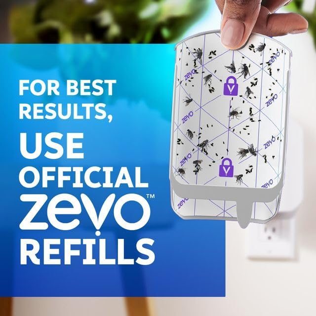 Zevo 2 Flying Insect Traps & 2 Refill Cartridges - Plug in Fly Trap & Indoor Bug Catcher for Gnats, House & Fruit Flies - Blue & UV Light Technology, Mess-Free Alternative to Bug Zapper