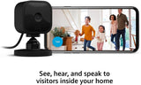 Blink Mini - Compact indoor plug-in smart security camera, 1080p HD video, night vision, motion detection, two-way audio, easy set up, Works with Alexa – 2 cameras (Black)