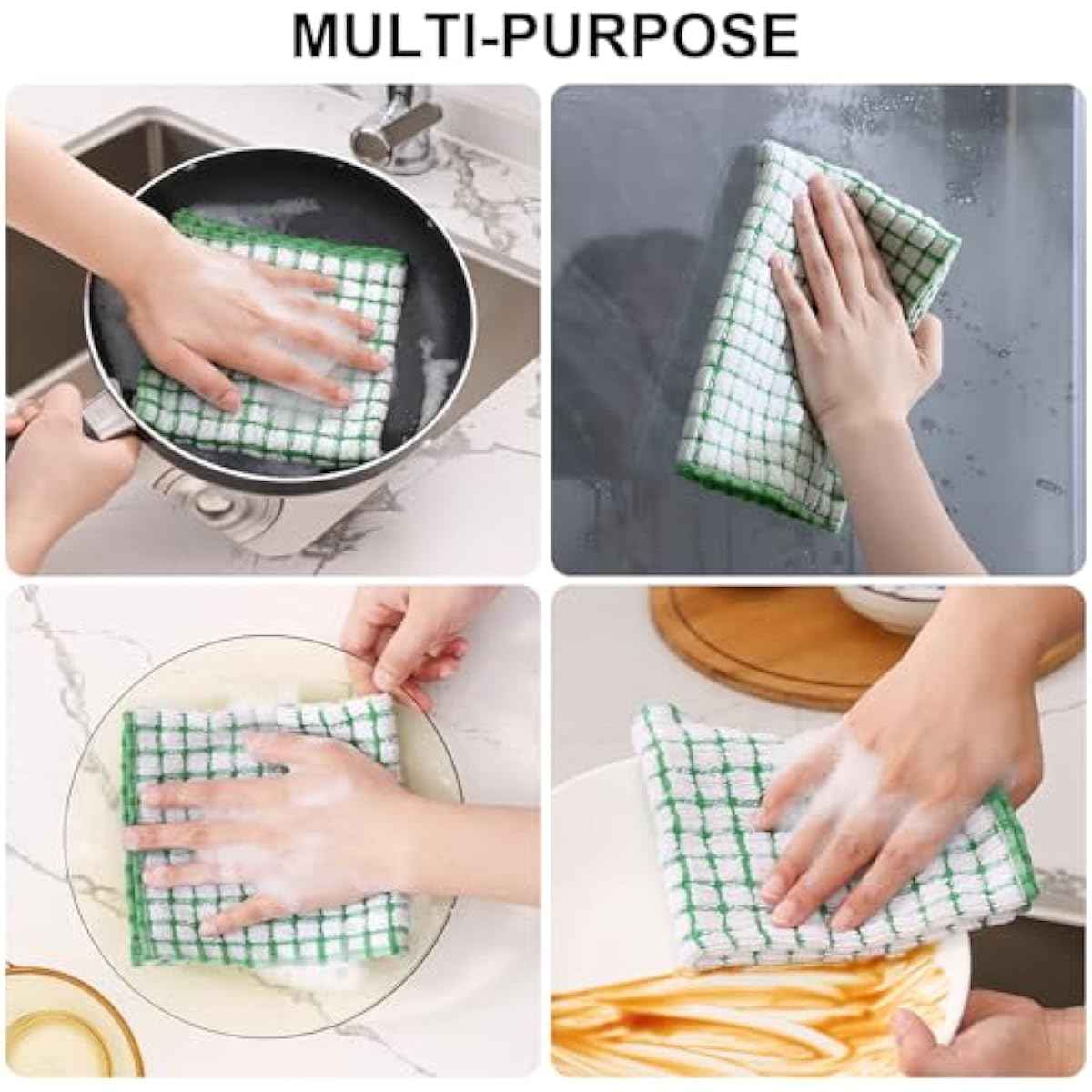 Kitinjoy Cotton 8 Pack Terry Kitchen Dish Cloths, 12 x 12 Inches Super Soft and Absorbent Dish Rags, Quick Drying Dish Towels for Washing Dishes, Mixed Color