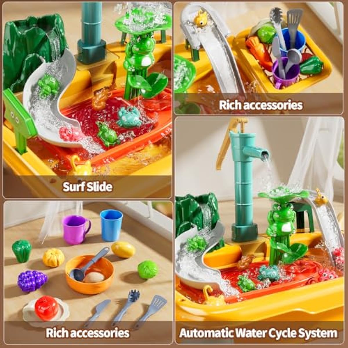 Kitchen Sink Toys for Toddlers 3-5, Play Sink with Running Water, Water Table for Kids Ages 4-8