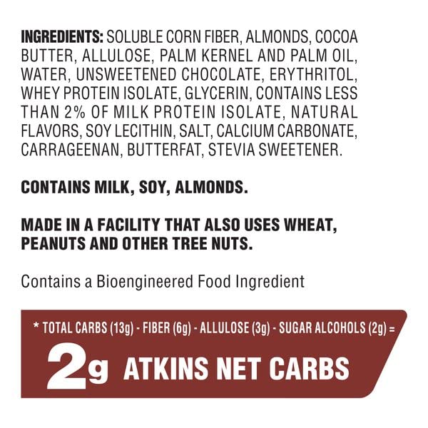 Atkins Caramel Almond Clusters Gluten Free High Fiber Keto Friendly 20 Count 2g Net Carb