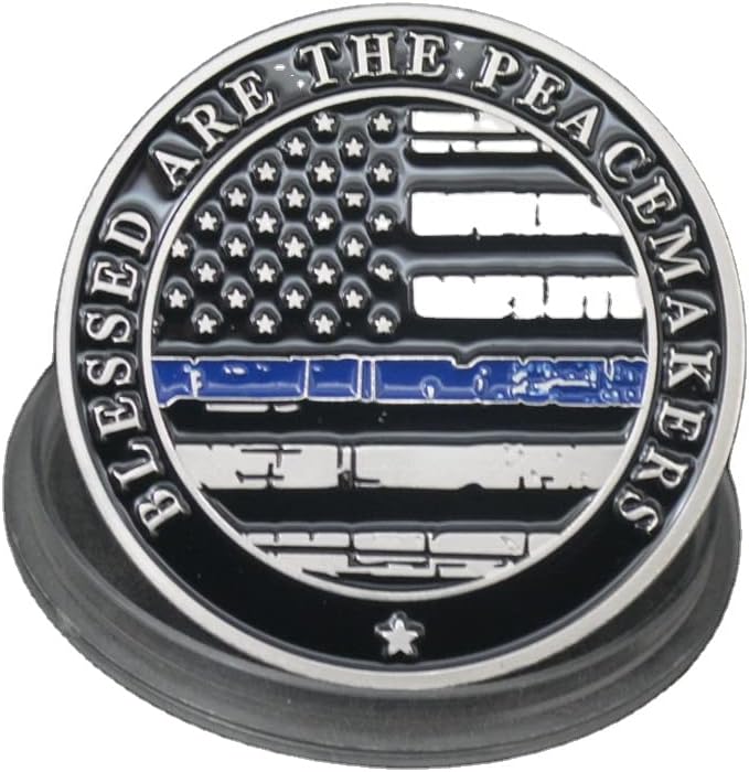 Saint Michael Patron Saint of Law Enforcement Challenge Coin The Thin Blue Line Silver Plated Coins