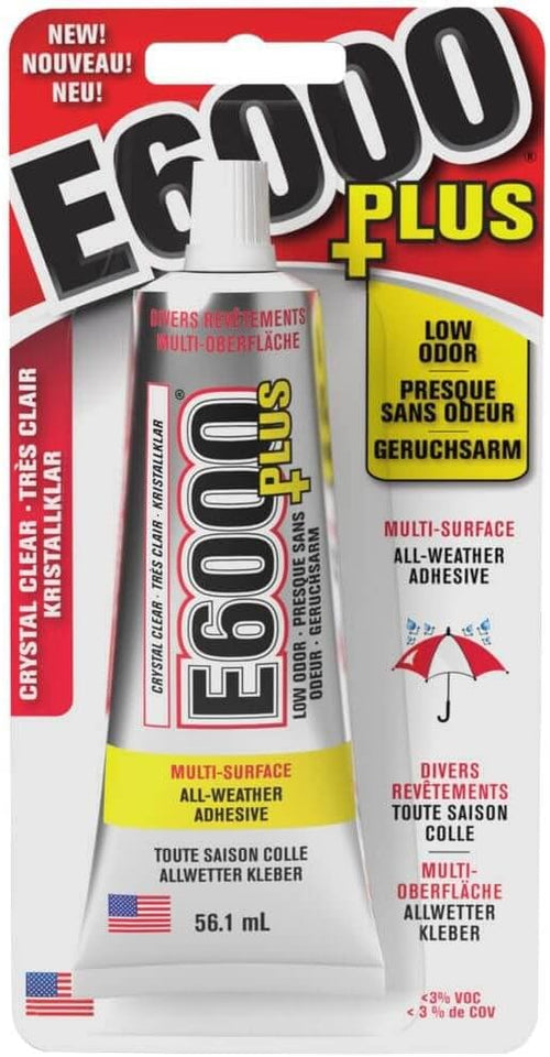 Eclectic Products inc. E6000 Plus Multi-PLrpose Clear Glue, Waterproof and Paintable, Strong Flexible Craft Adhesive for Wood, Glass, Fabric, Ceramic, Metal and More, 56.1ml