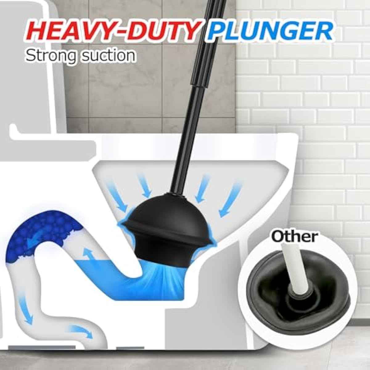 2-in-1 toilet plunger and brush set with extended handle for easy bathroom cleaning and maintenance